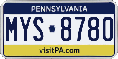 PA license plate MYS8780