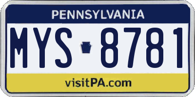 PA license plate MYS8781
