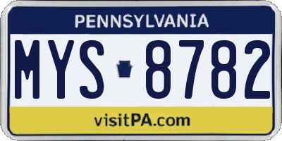 PA license plate MYS8782