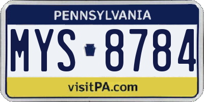 PA license plate MYS8784