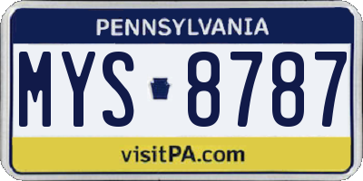 PA license plate MYS8787