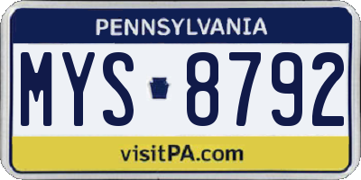 PA license plate MYS8792