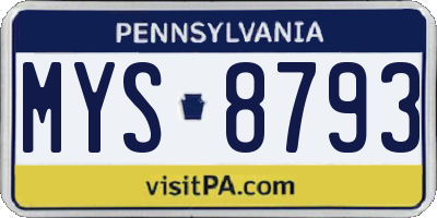 PA license plate MYS8793