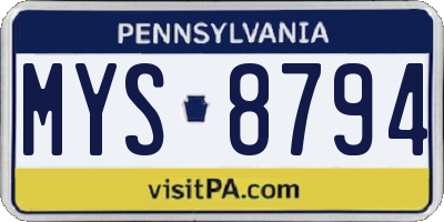 PA license plate MYS8794
