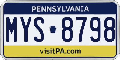 PA license plate MYS8798