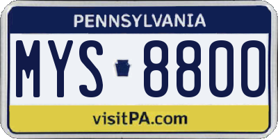 PA license plate MYS8800