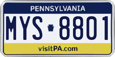 PA license plate MYS8801