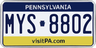 PA license plate MYS8802