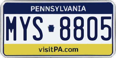 PA license plate MYS8805