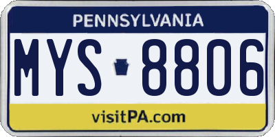 PA license plate MYS8806