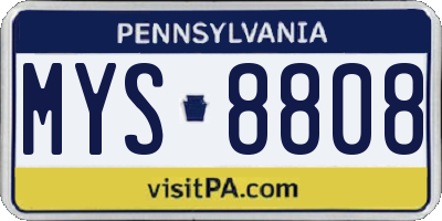 PA license plate MYS8808