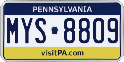 PA license plate MYS8809