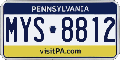 PA license plate MYS8812