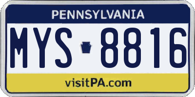 PA license plate MYS8816