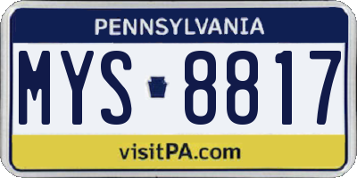 PA license plate MYS8817