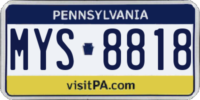 PA license plate MYS8818