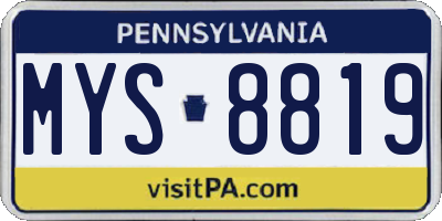 PA license plate MYS8819