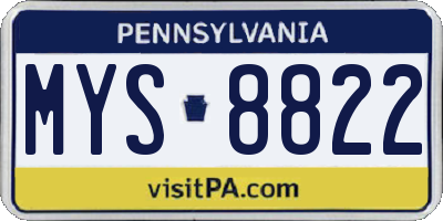 PA license plate MYS8822