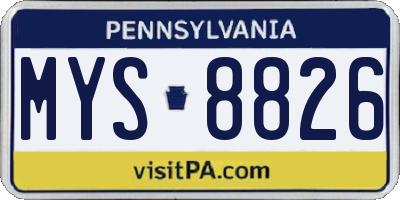 PA license plate MYS8826