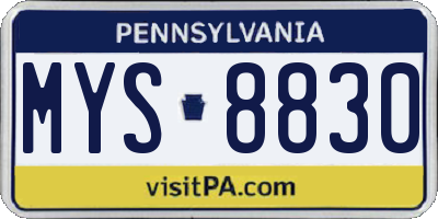 PA license plate MYS8830