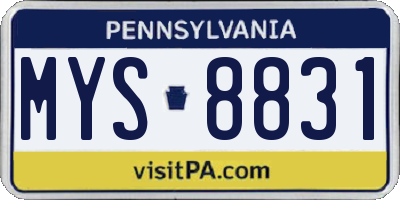 PA license plate MYS8831