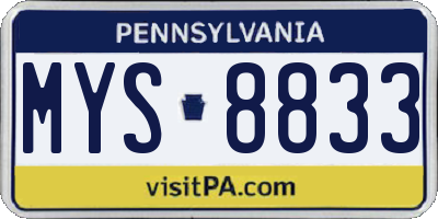 PA license plate MYS8833