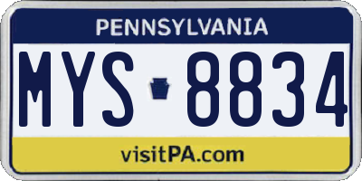 PA license plate MYS8834