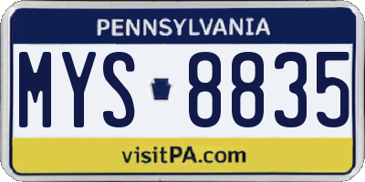 PA license plate MYS8835