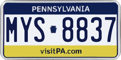 PA license plate MYS8837
