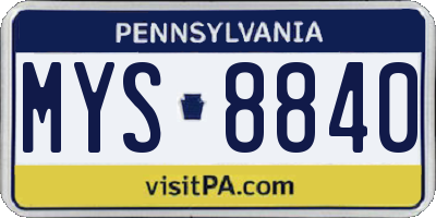 PA license plate MYS8840