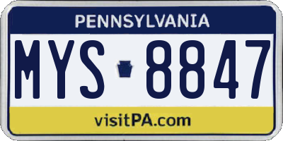 PA license plate MYS8847