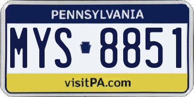 PA license plate MYS8851