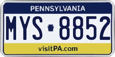 PA license plate MYS8852