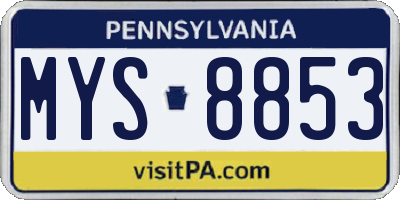 PA license plate MYS8853