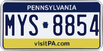 PA license plate MYS8854