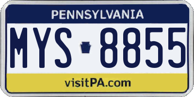 PA license plate MYS8855