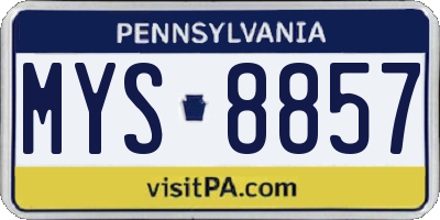 PA license plate MYS8857