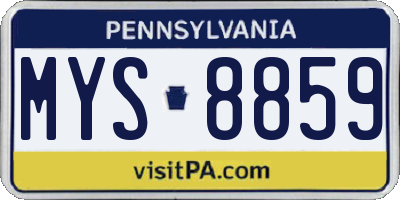PA license plate MYS8859