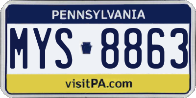 PA license plate MYS8863