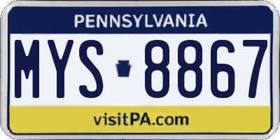 PA license plate MYS8867