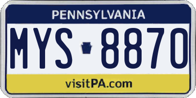 PA license plate MYS8870