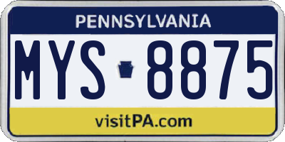 PA license plate MYS8875