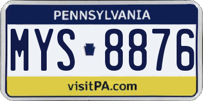 PA license plate MYS8876