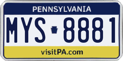 PA license plate MYS8881