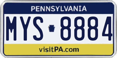 PA license plate MYS8884