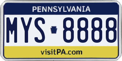 PA license plate MYS8888