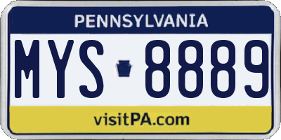 PA license plate MYS8889