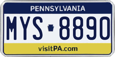 PA license plate MYS8890