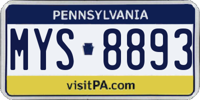 PA license plate MYS8893