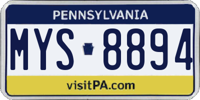 PA license plate MYS8894
